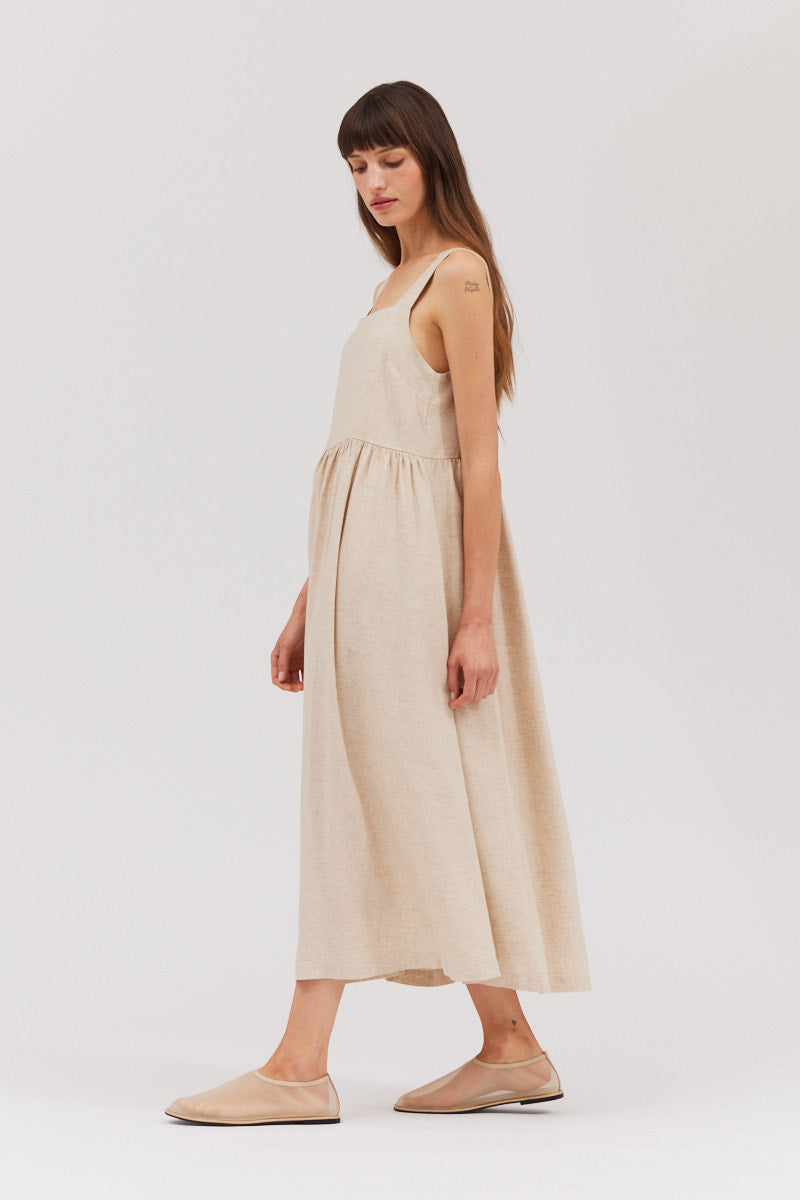 Simple Days Linen-Blend Midi Dress