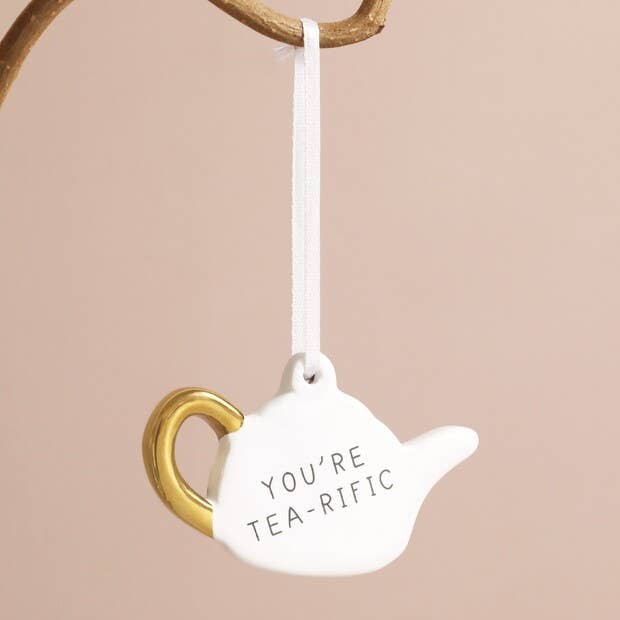 "Tea-riffic" Ceramic Teapot Ornament