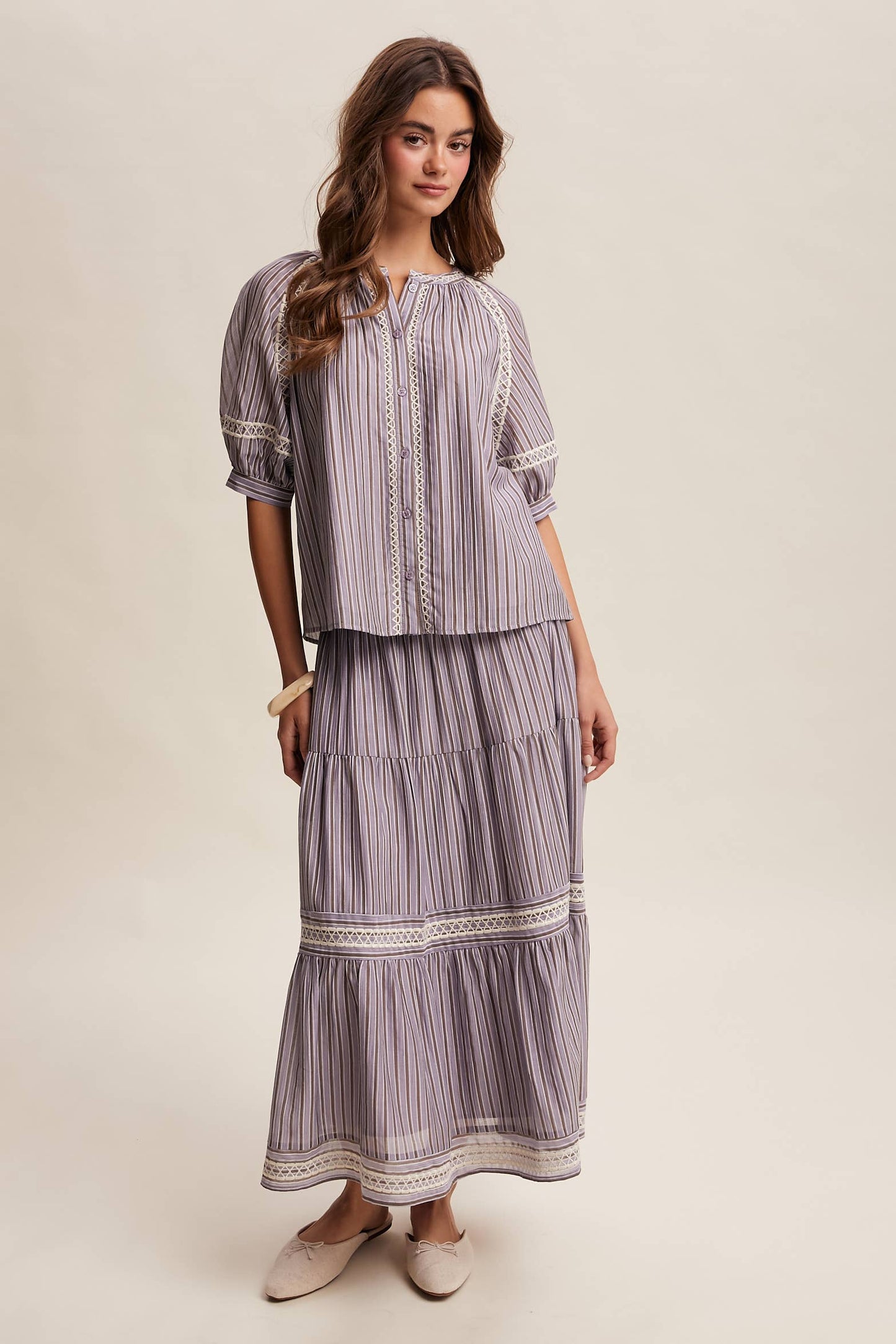 Townhomes Striped Smocked Maxi Skirt