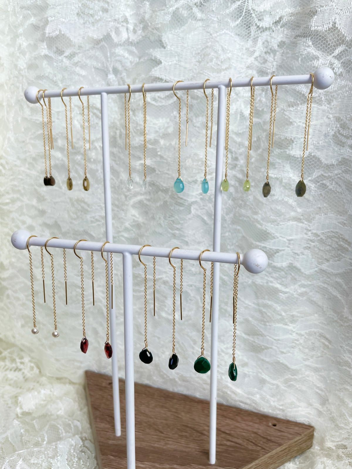 Touch of Earth Stone Threader Earrings