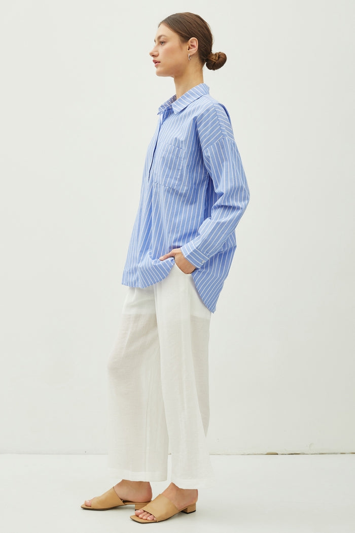 Chambray Striped Button-Up