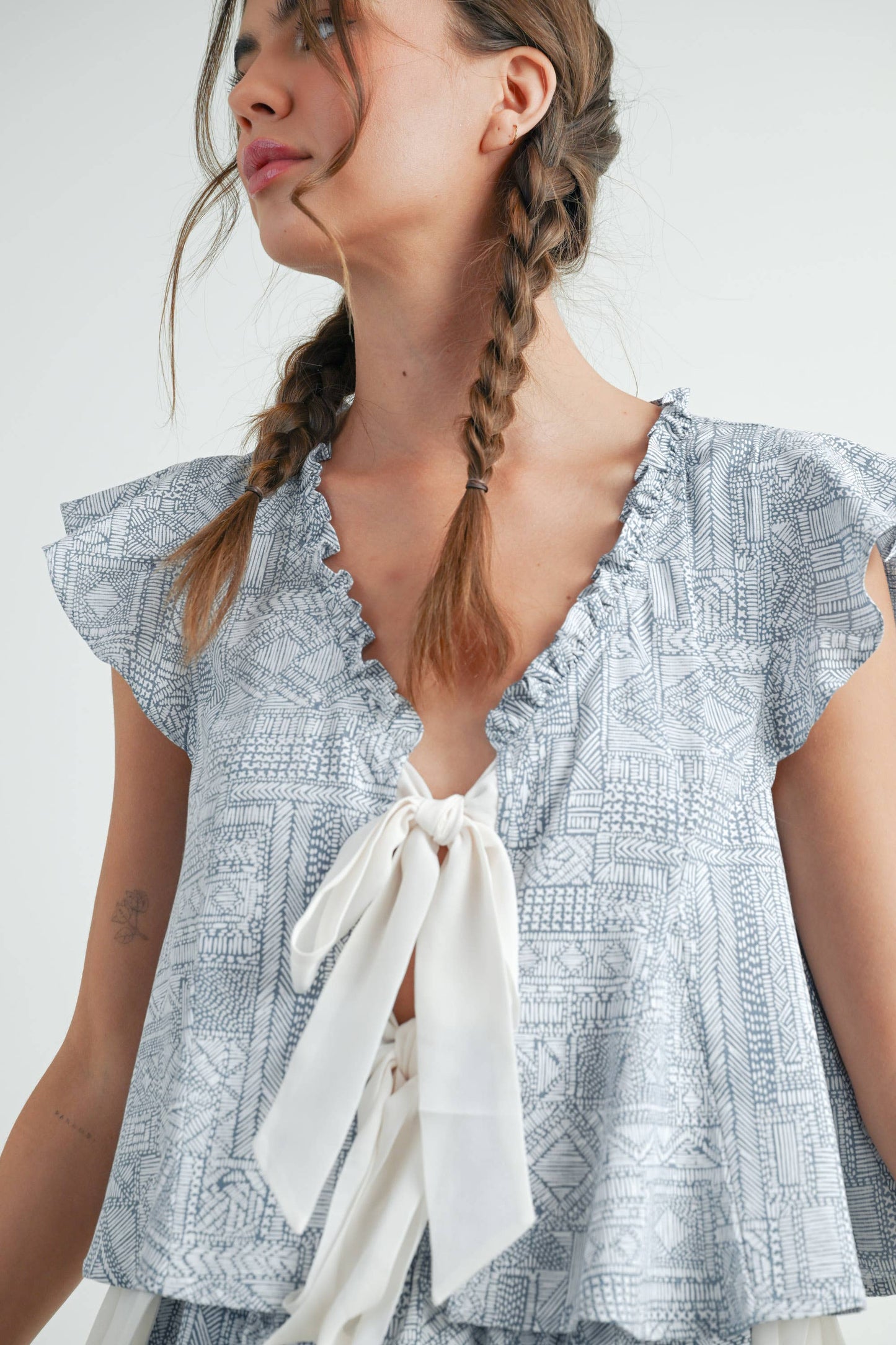 Breezy Ruffle Tie-Front Top