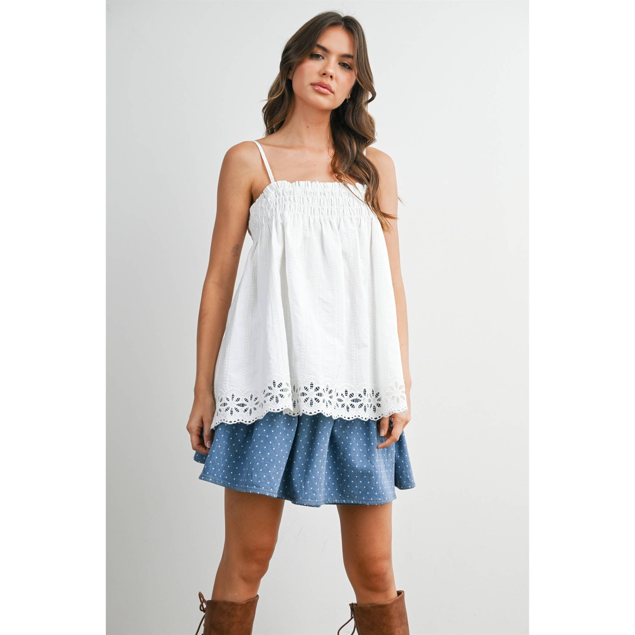 Carmelita Eyelet Trim Cami Top – Lexie and Lee