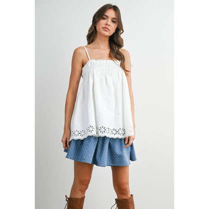 Carmelita Eyelet Trim Cami Top