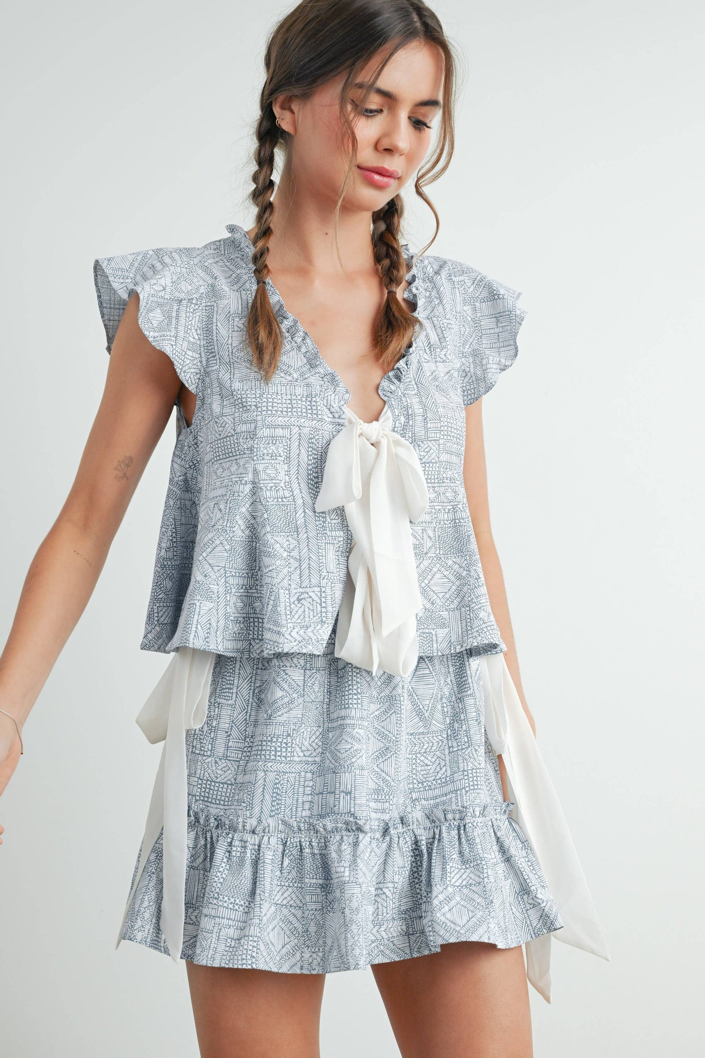 Breezy Ruffle Tie-Front Top