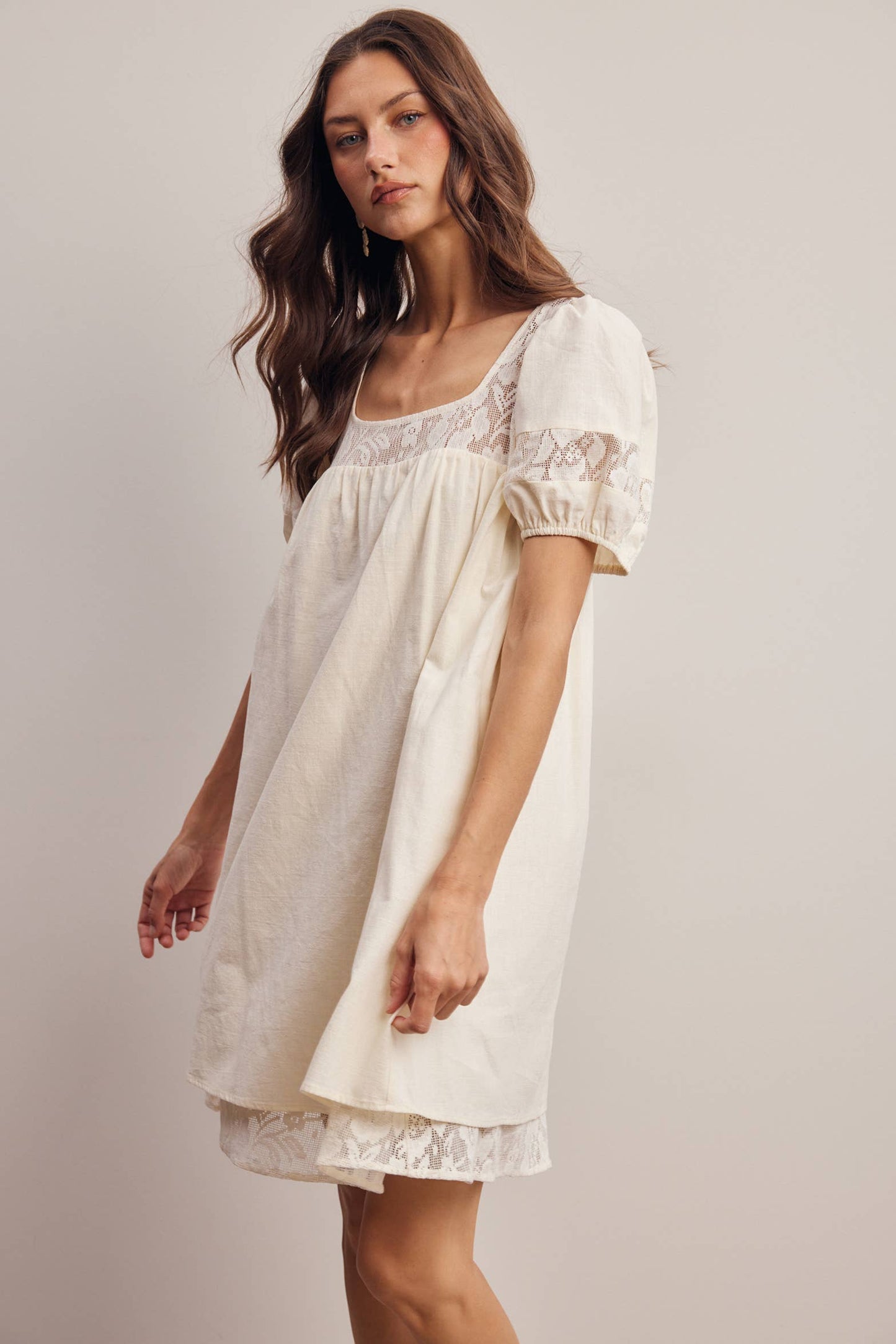 Lisa Lace Puff Sleeve Mini Dress