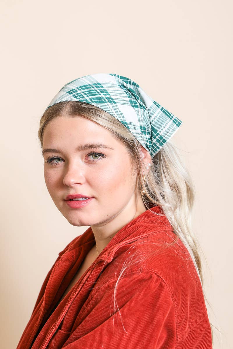 Plaid Triangle Head Scarf