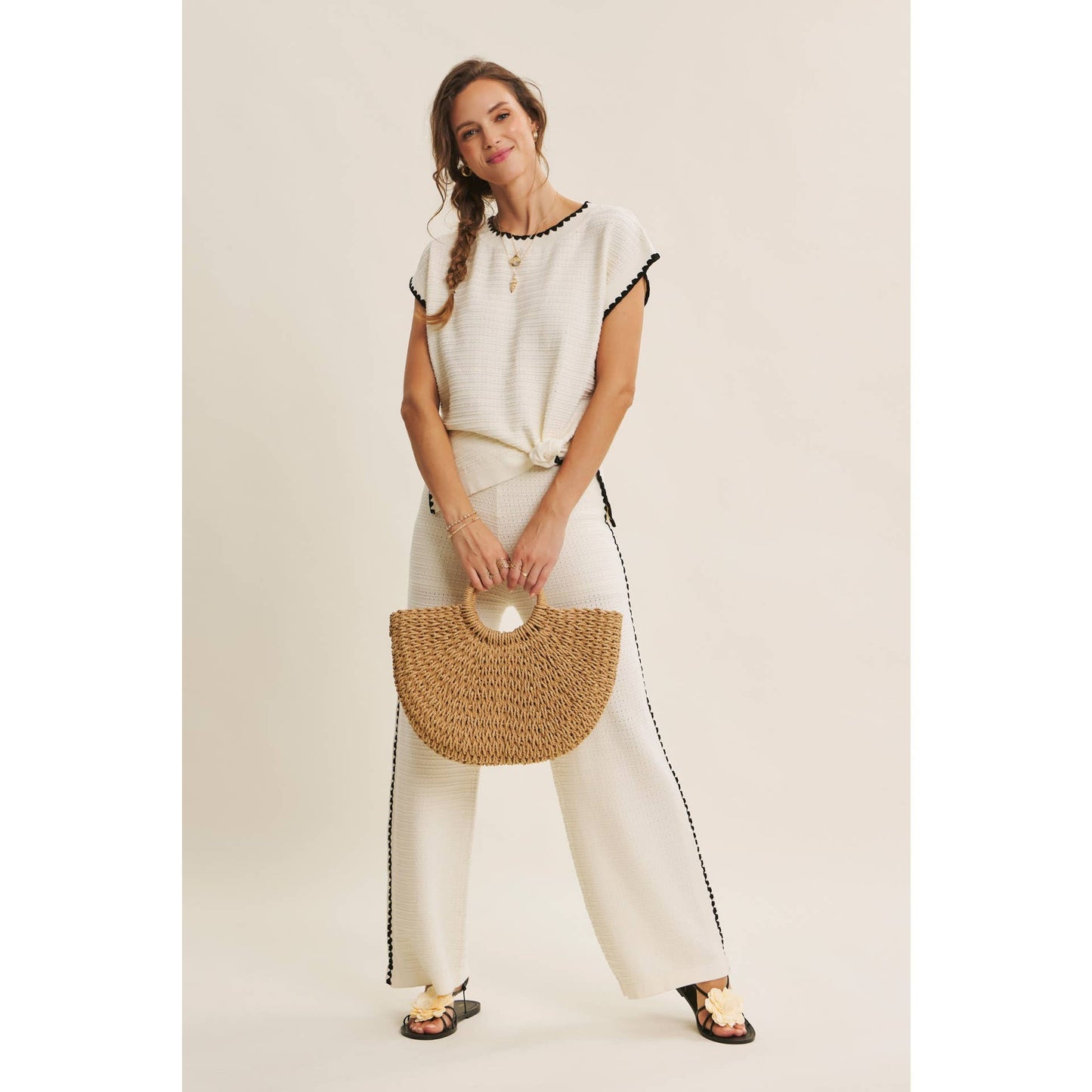 White Mocha Contrast Top