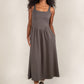 Olive Square-Neck Luxe Tank Dress