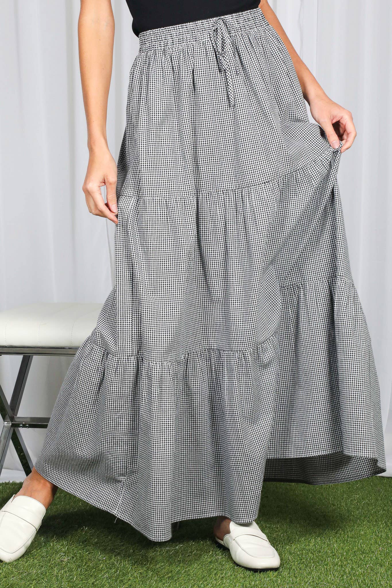 Gatherings Cotton Gingham Maxi Skirt