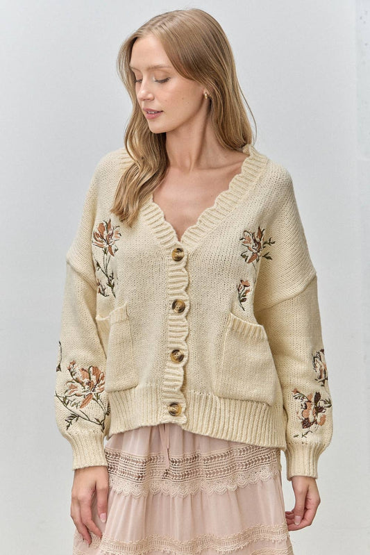 First Blooms Embroidered Cardigan