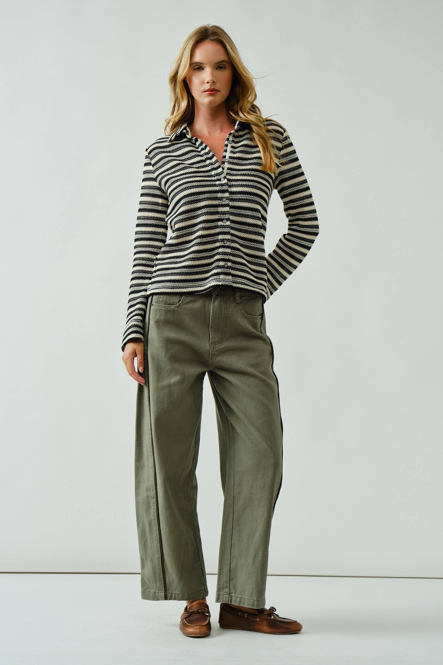 Casual Comfort Denim Barrel Pants