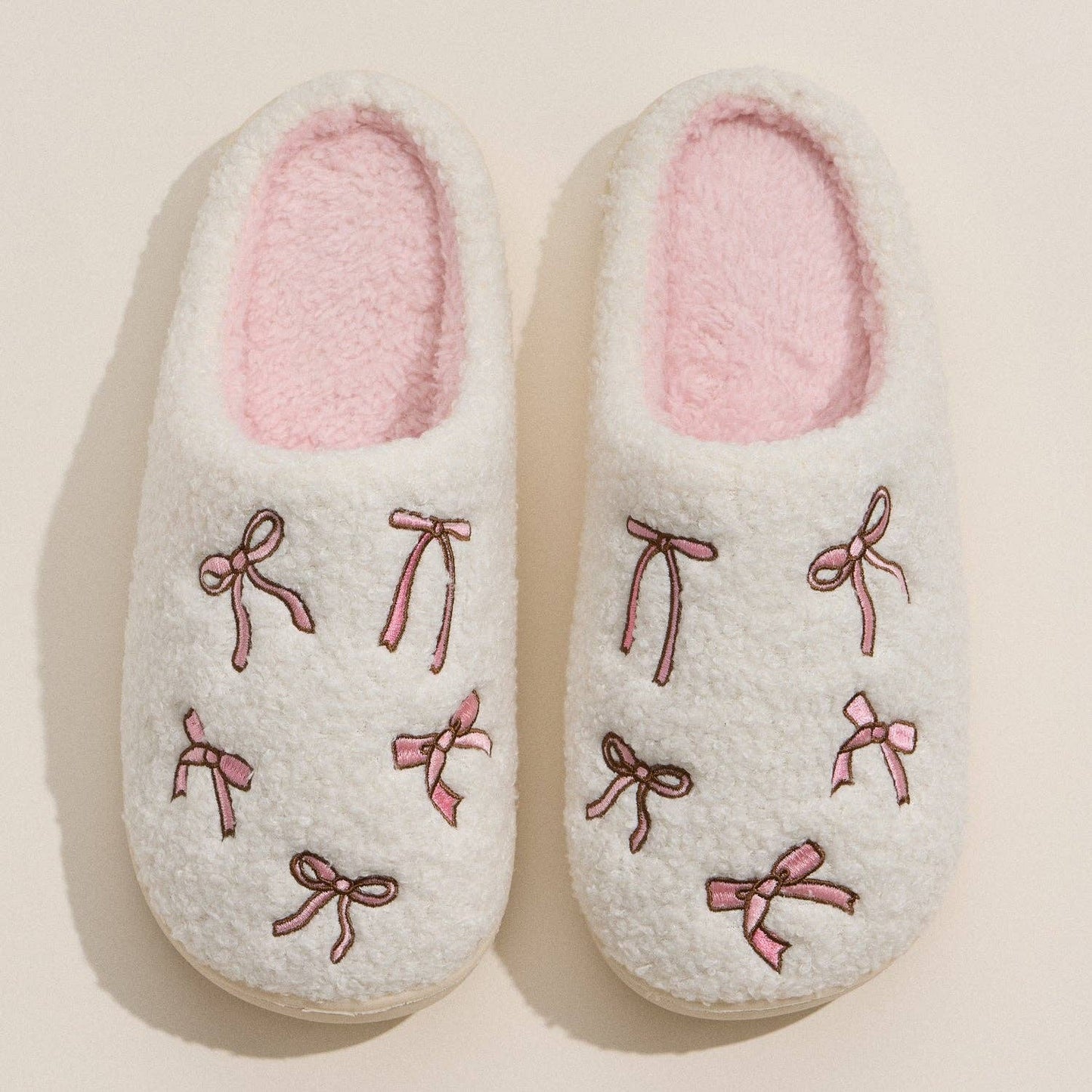 Blissful Bows Embroidered Slippers