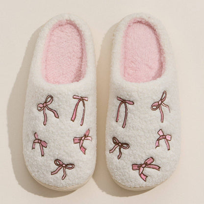 Blissful Bows Embroidered Slippers