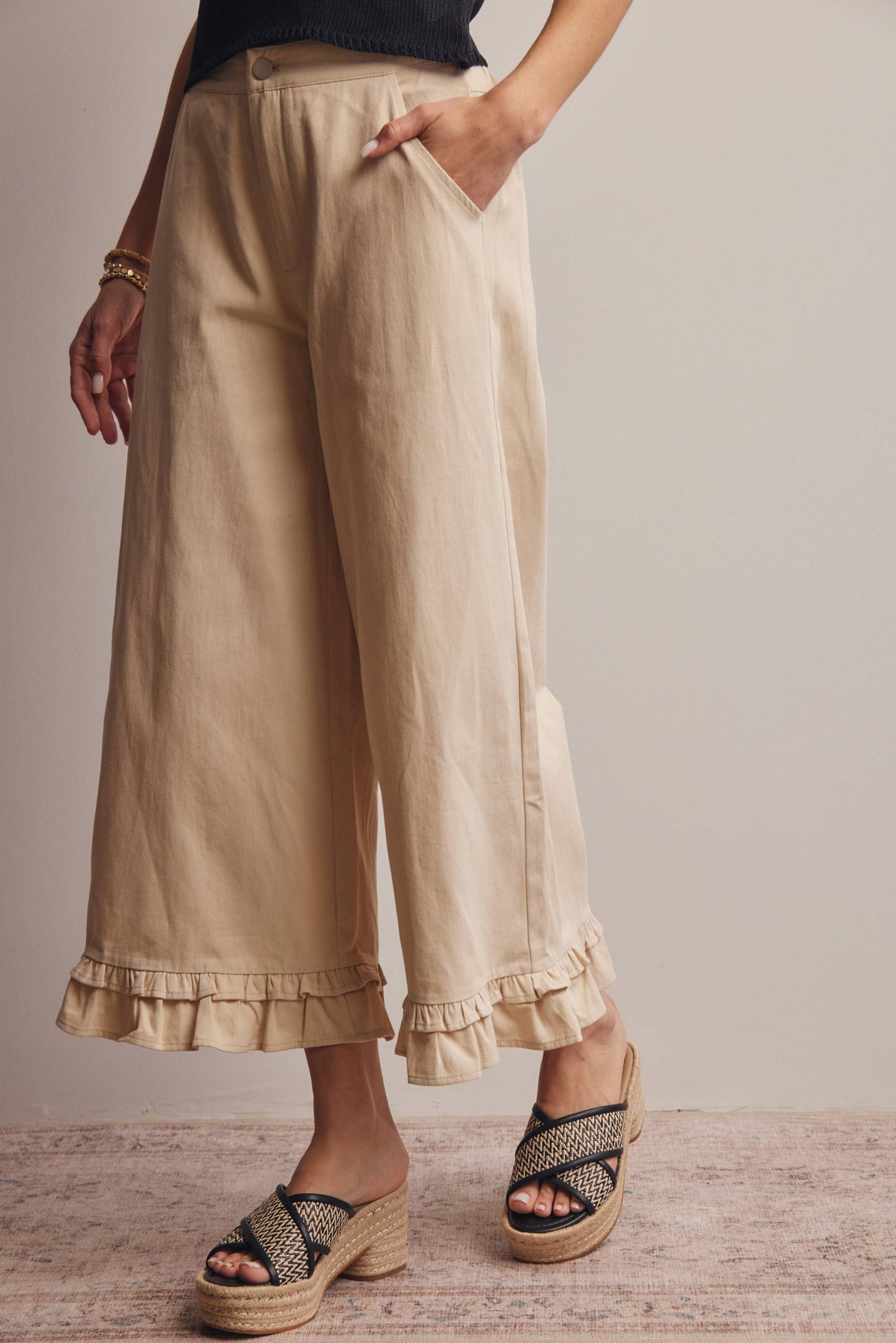 Willow Ruffle Hem Wide-Leg Pants