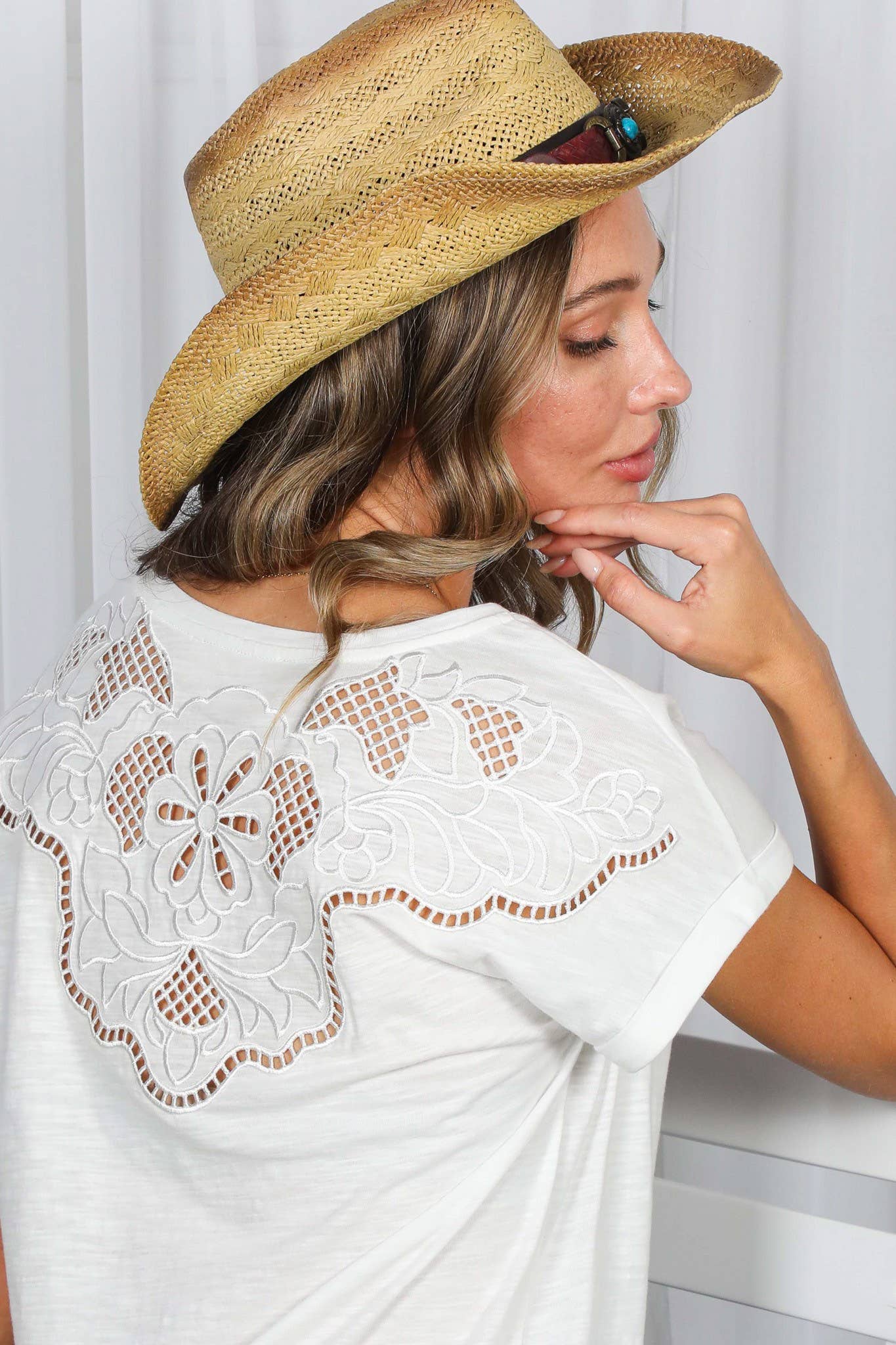Brianna Embroidery Accent Knit Top