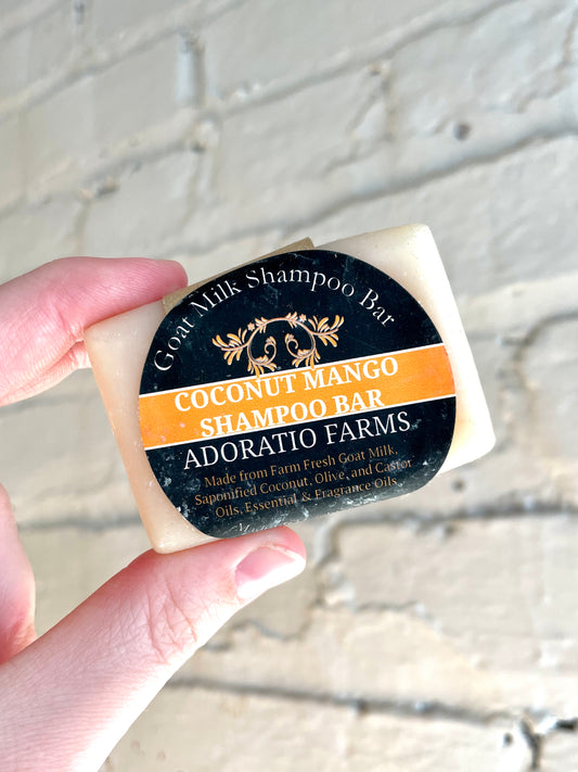 Travel Coconut Mango Goat Milk Shampoo Bar - Adoratio Farms