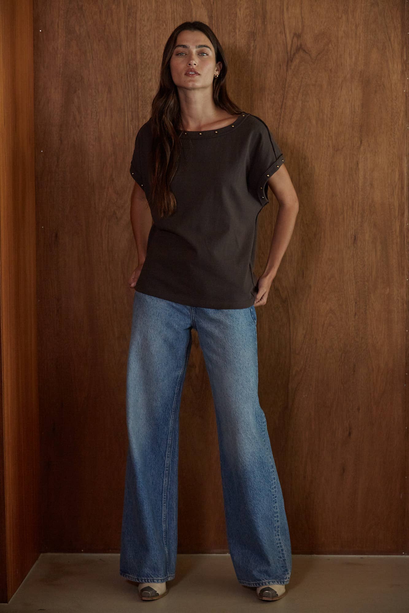 Cocoa Cotton Boat Neck Top