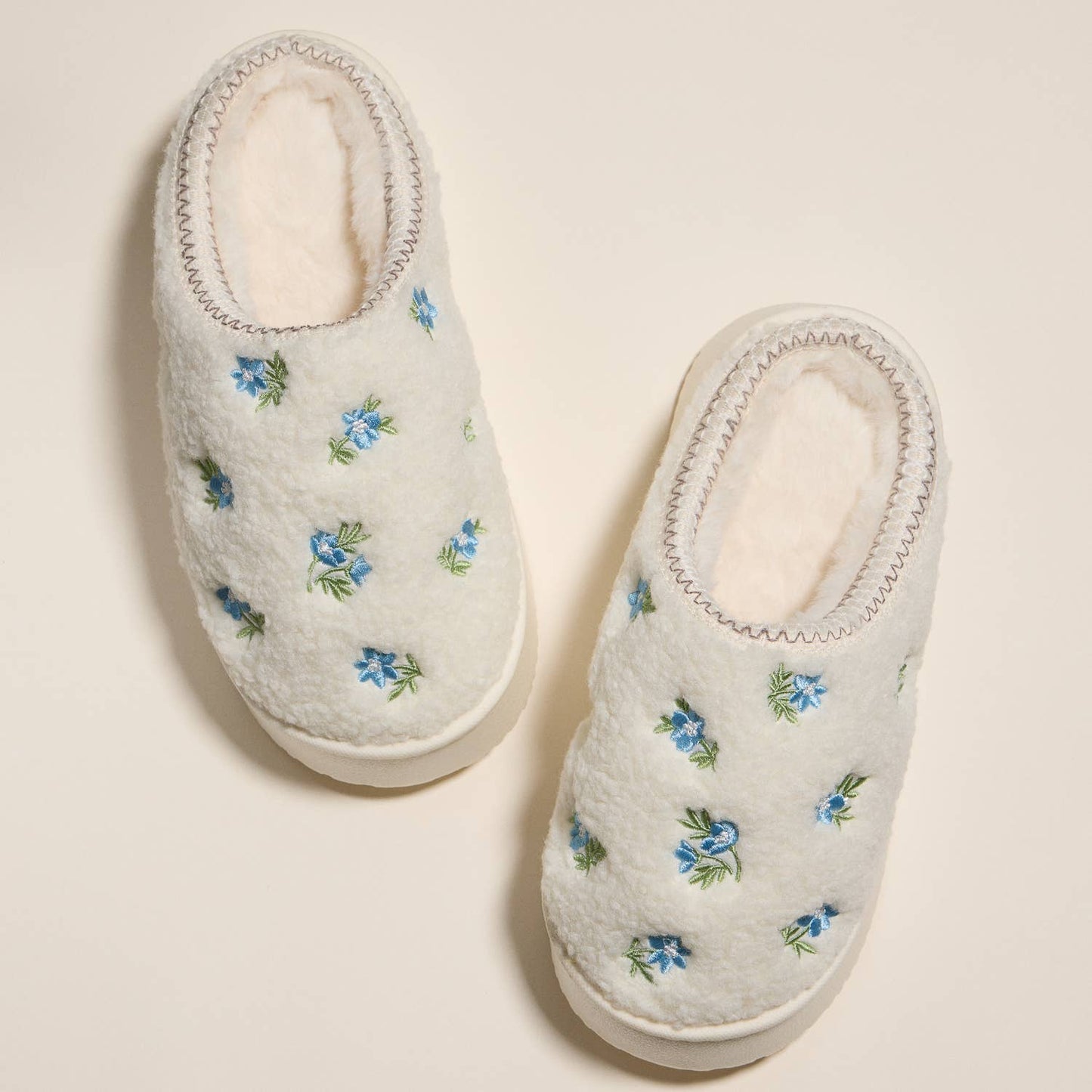 Winter Blossoms Embroidered Slippers