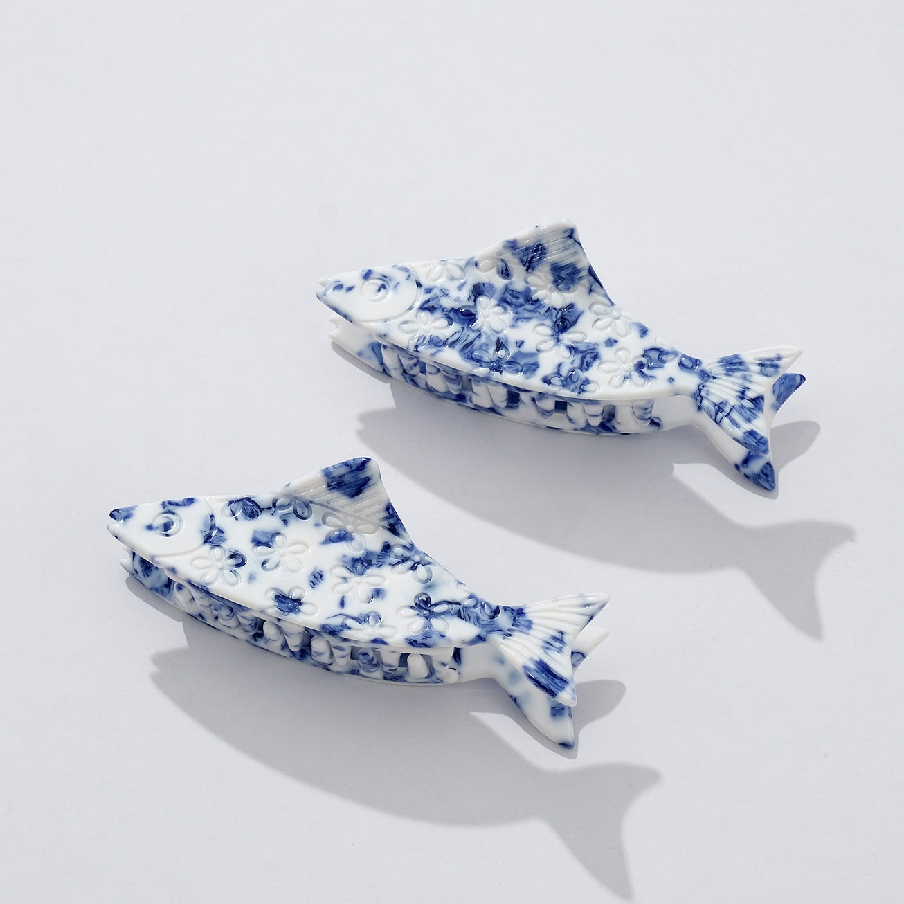 Blue Floral Sardine Claw Clip
