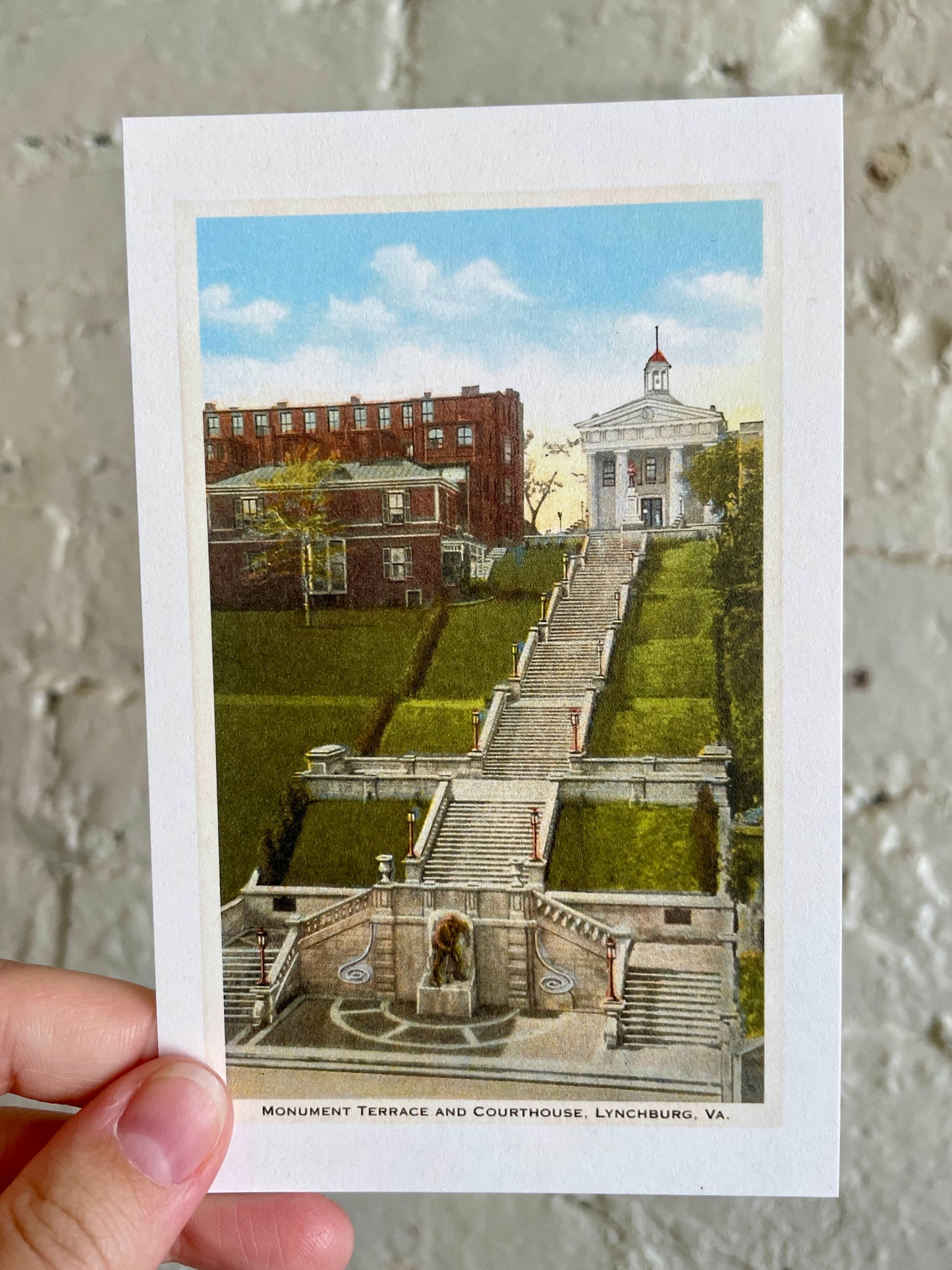 Downtown Lynchburg Monument Terrace Postcard