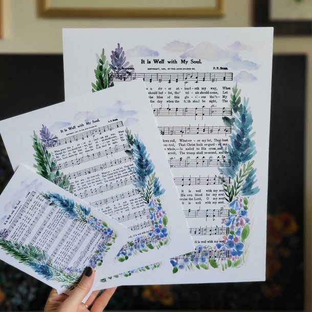 "It Is Well" Floral Hymn Print - Marydean Draws