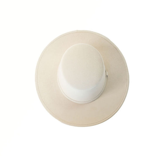 Vegan Suede Flat-Brim Hat - Ivory