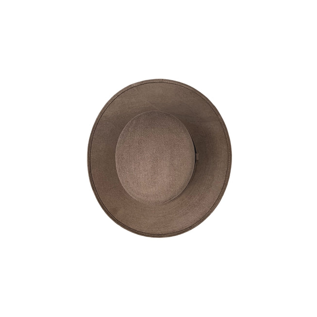 Vegan Suede Flat-Brim Hat - Taupe