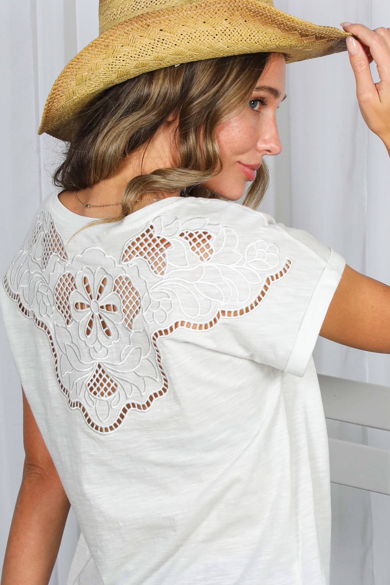 Brianna Embroidery Accent Knit Top
