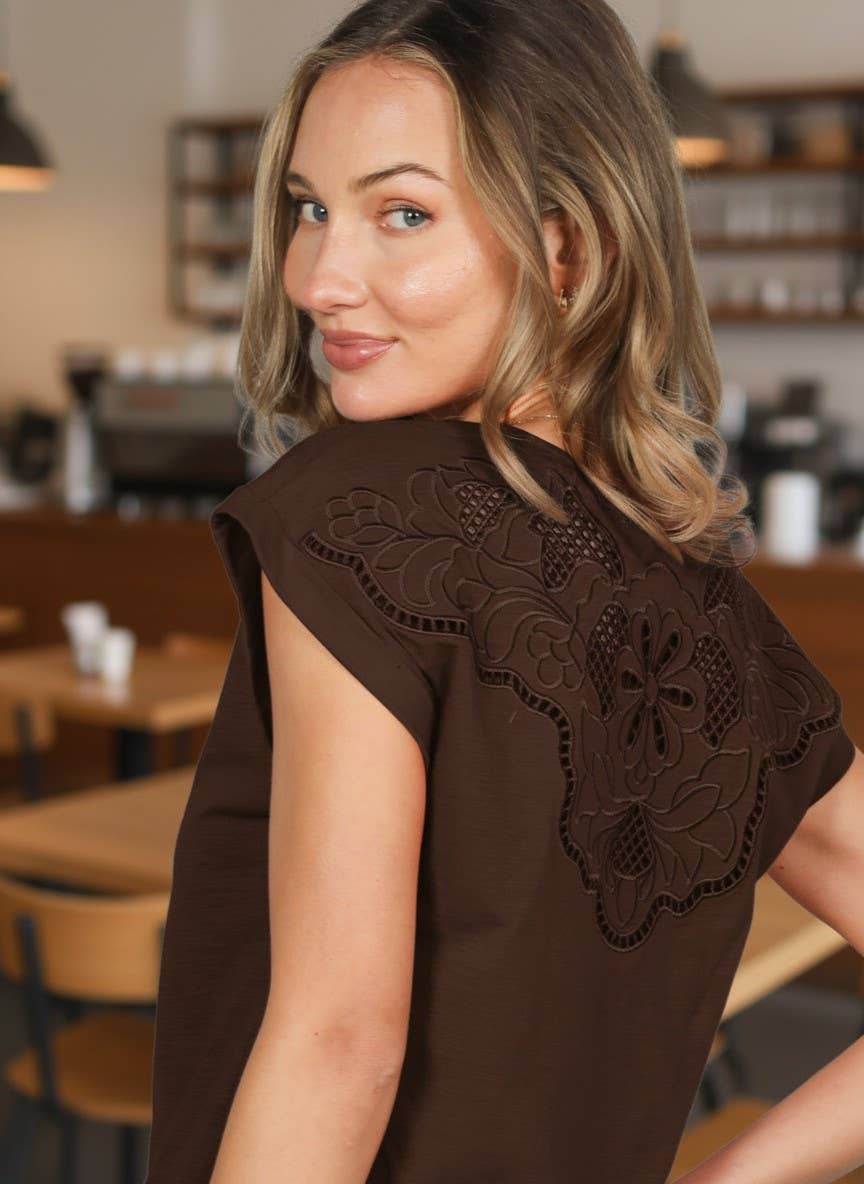 Brianna Embroidery Accent Knit Top