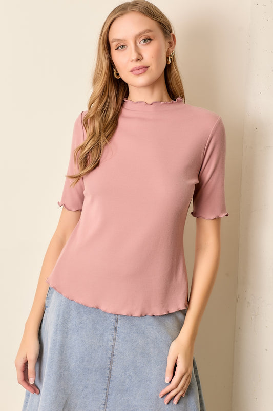 Rose Petal Ruffle Hem Top