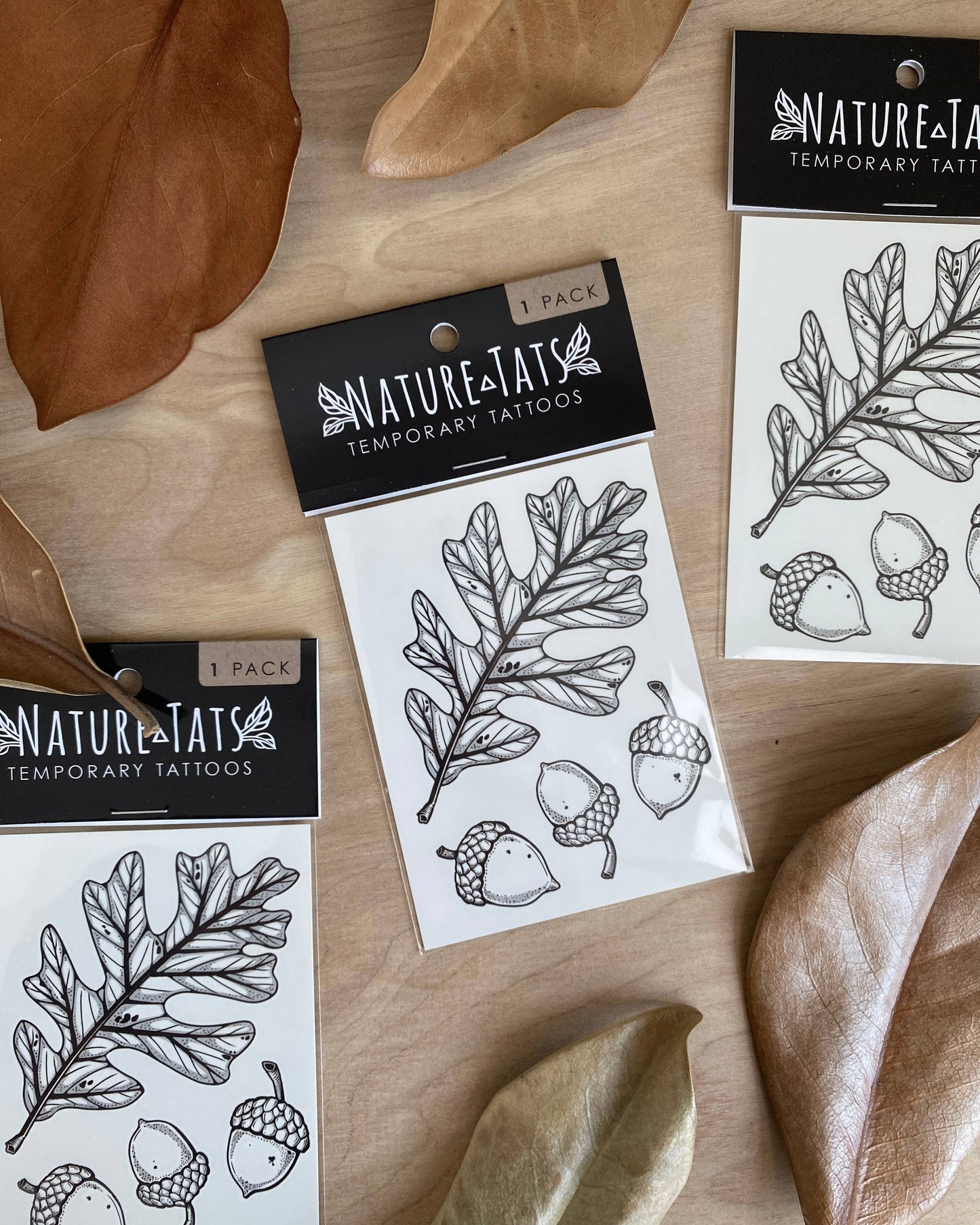 Acorn and Oak Leaves Temporary Tattoo
