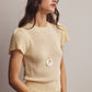 Ivory Puff Sleeve Knit Top
