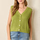 Sweet Scallops Button-Up Vest - Avocado