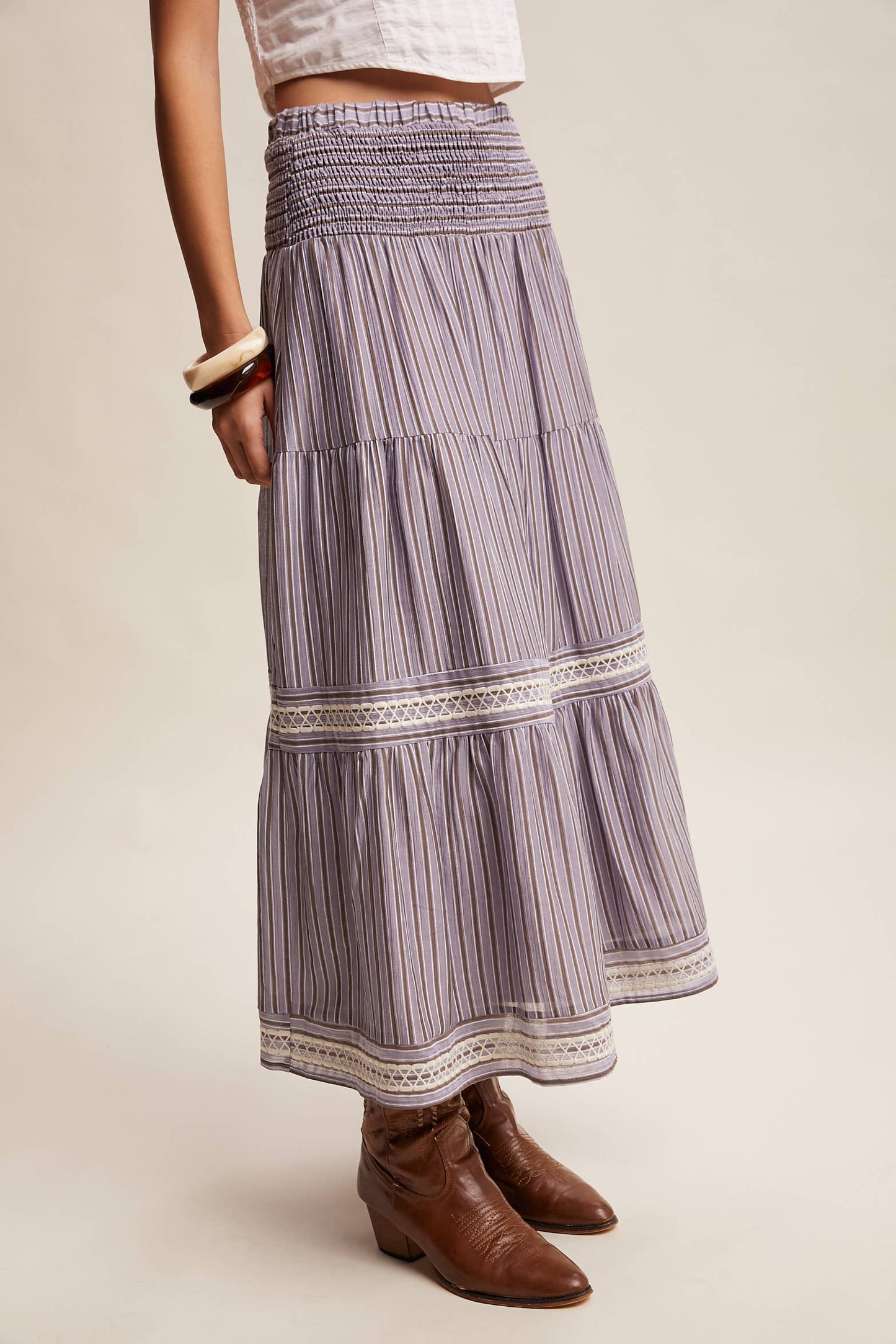 Townhomes Striped Smocked Maxi Skirt