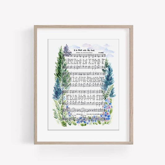 "It Is Well" Floral Hymn Print - Marydean Draws