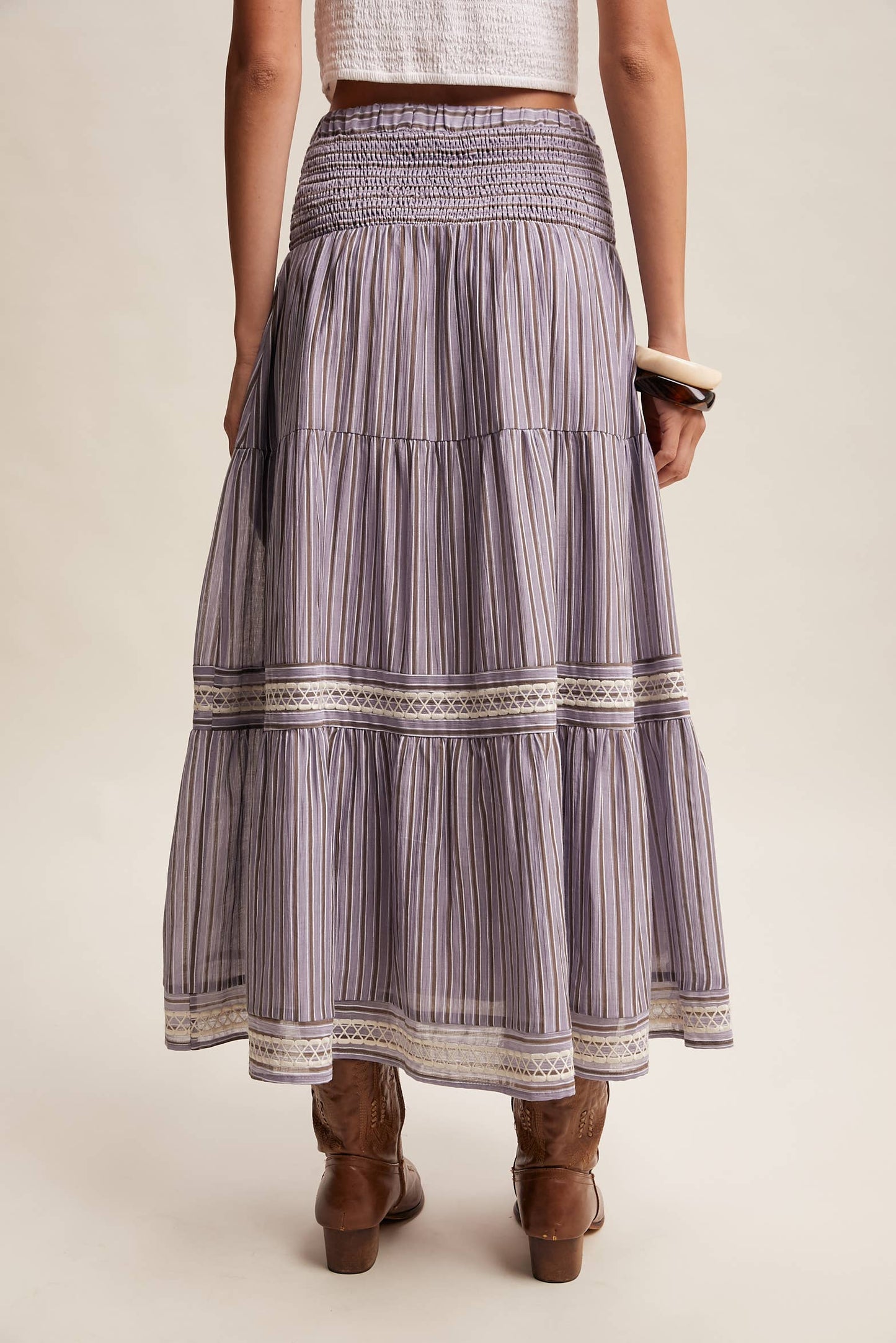 Townhomes Striped Smocked Maxi Skirt