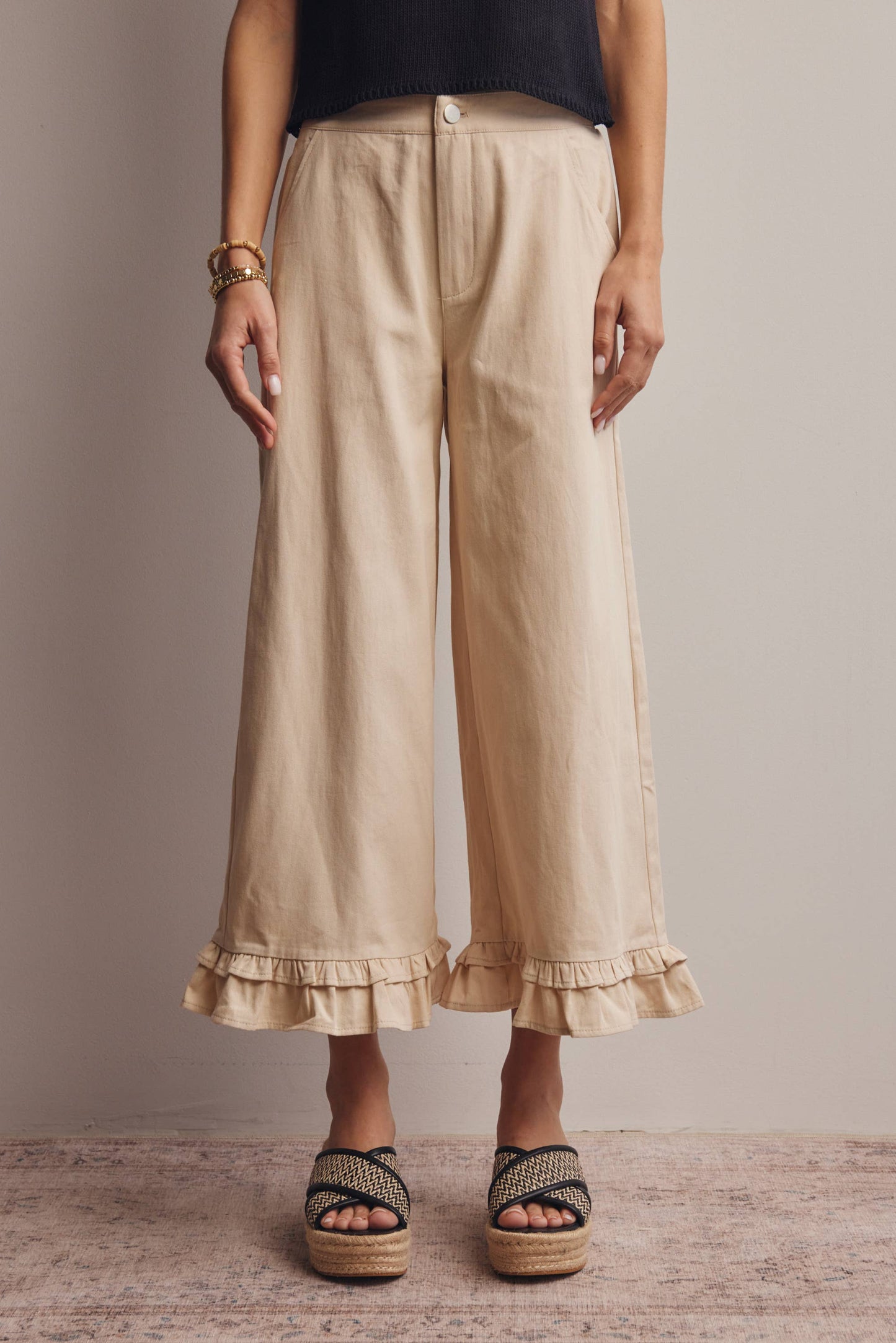 Willow Ruffle Hem Wide-Leg Pants