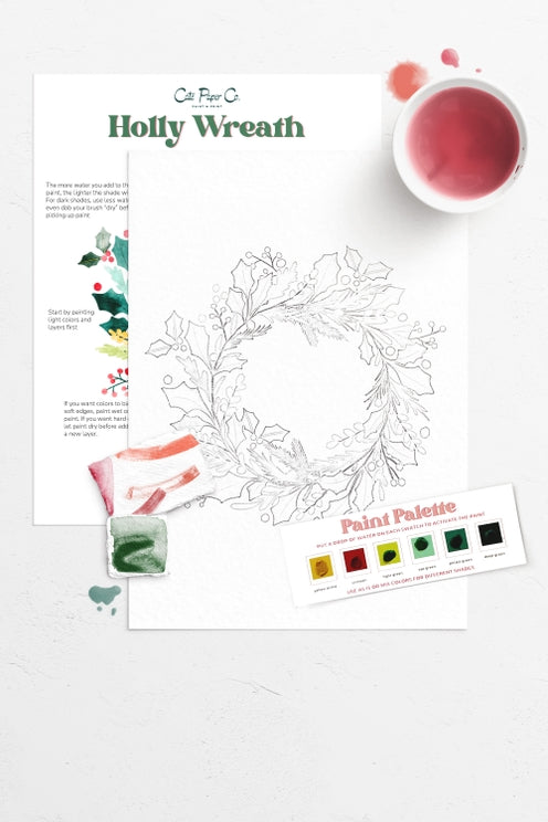 Holly Wreath Watercolor Paint Kit