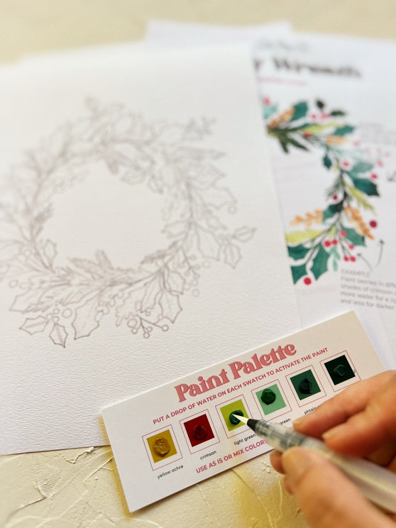 Holly Wreath Watercolor Paint Kit