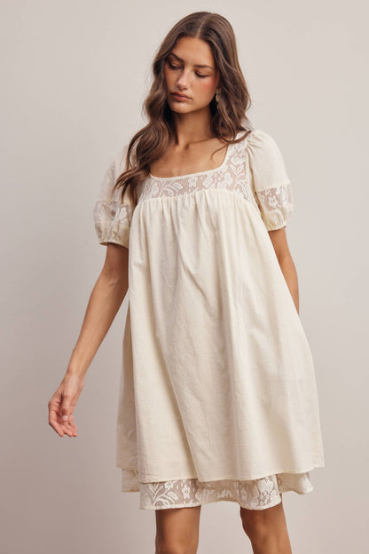 Lisa Lace Puff Sleeve Mini Dress