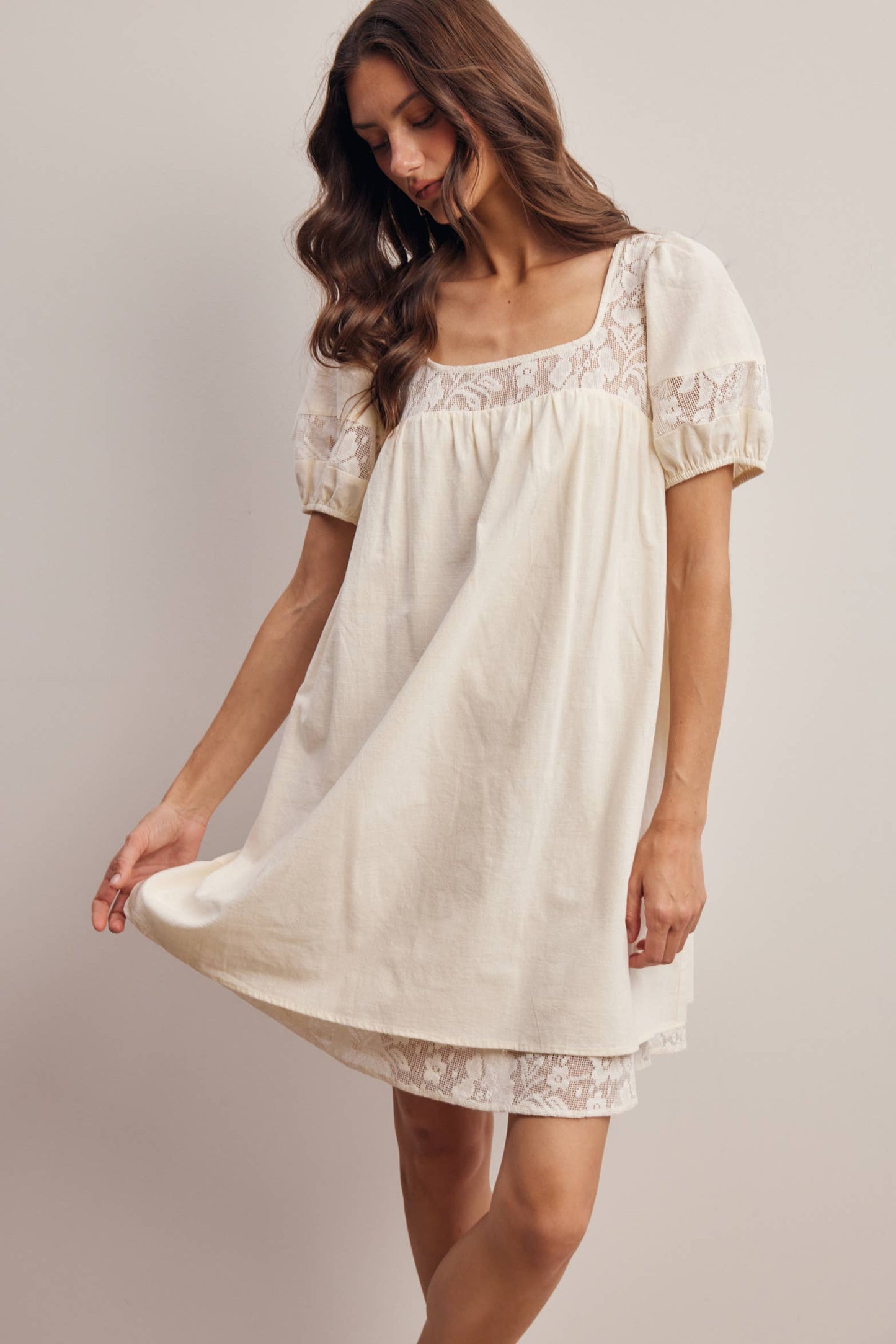Lisa Lace Puff Sleeve Mini Dress