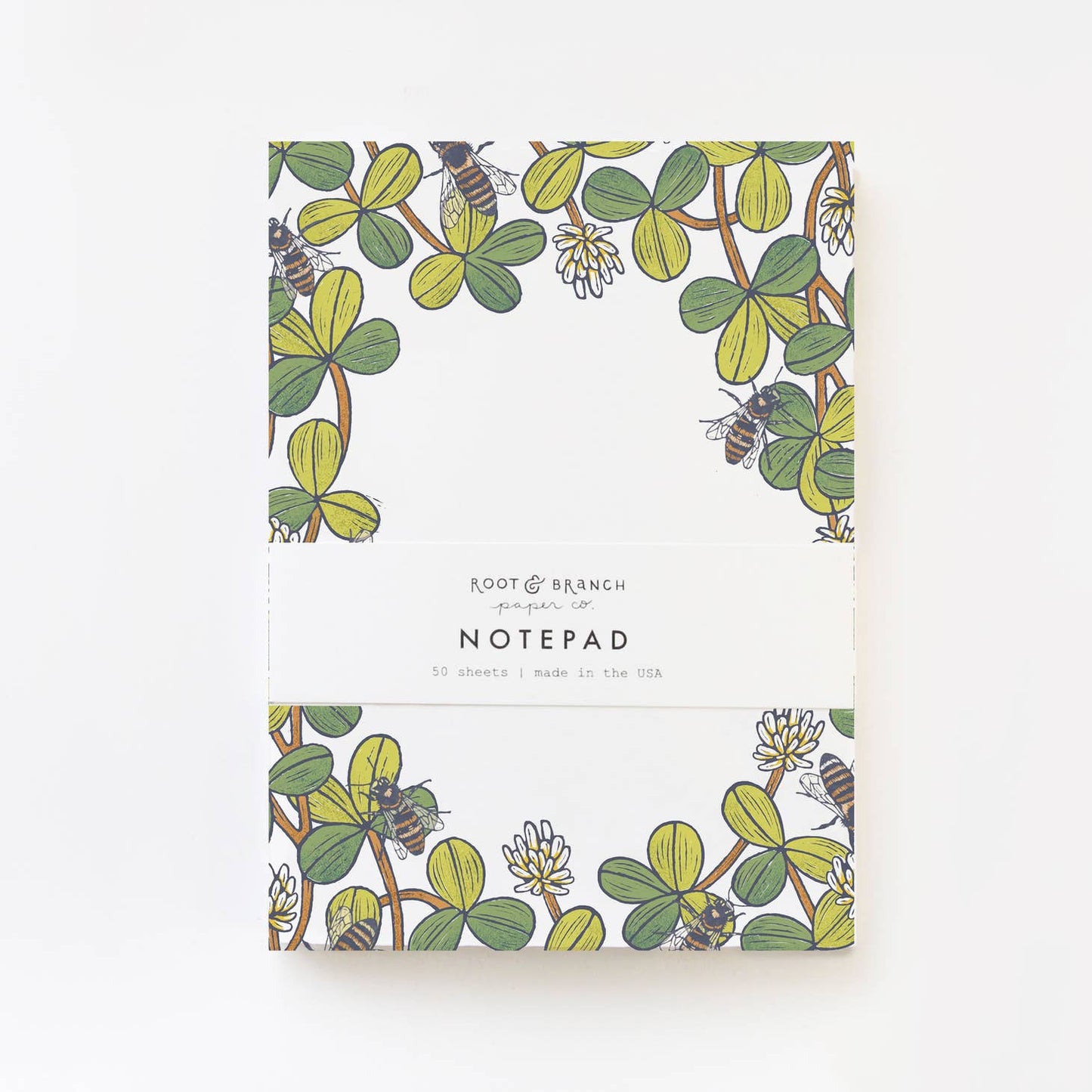 White Clover + Bee Notepad - Root & Branch Paper Co.