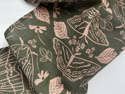 Olive Moths Linen Tea Towel - Emily Ruth Prints
