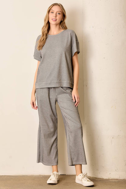 Charcoal Chic Ribbed Pants