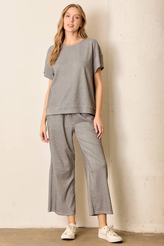 Charcoal Chic Ribbed Pants