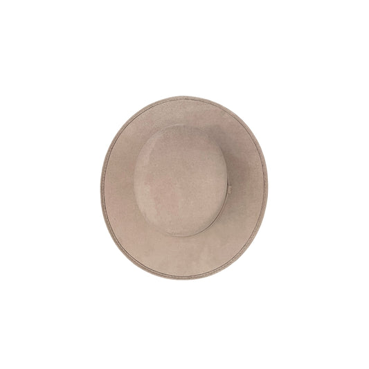 Vegan Suede Flat-Brim Hat - Light Taupe