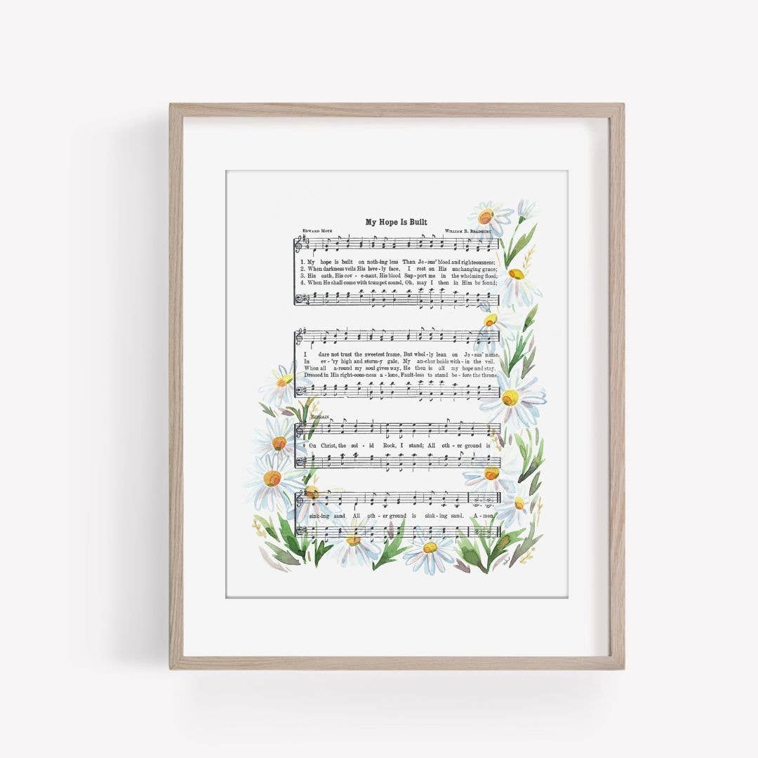 “My Hope is Built” Daisies Watercolor Hymn Print