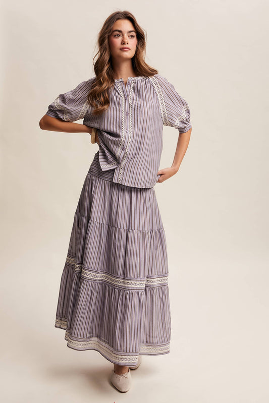 Townhomes Striped Smocked Maxi Skirt