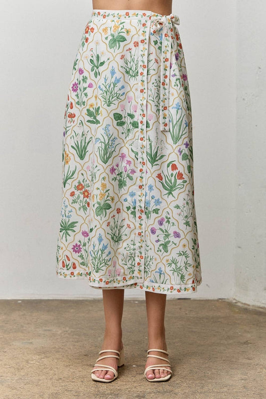 Fresh Blooms Midi Wrap Skirt